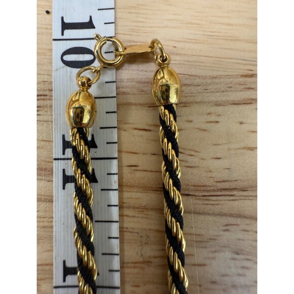 Vintage Trifari Gold & Black Twisted Rope Chain Necklace With Lobster Clasp - Picture 3 of 9